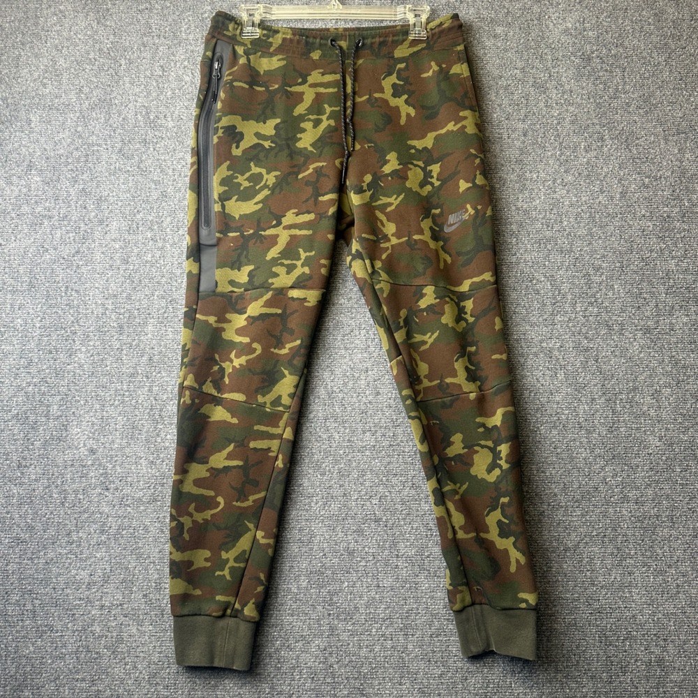 Nike Tech Fleece Joggers Mens Medium Green Camo Sweatpants FN3925-355 Tapered
